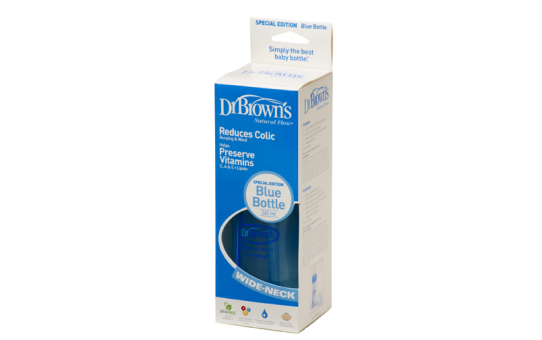 Антиколиковая бутылочка с широким горлышком Dr.Brown's, 240 мл, синяя